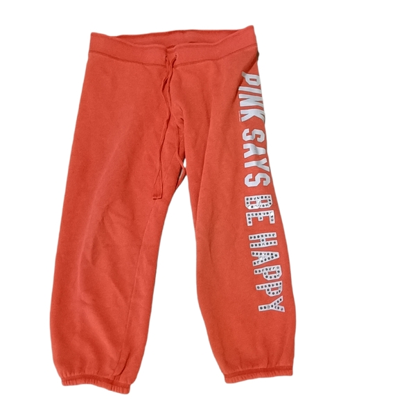 Victoria's Secret Pants - PINK Victoria's Secret Orange Be Happy Sweatpants Joggers Size M